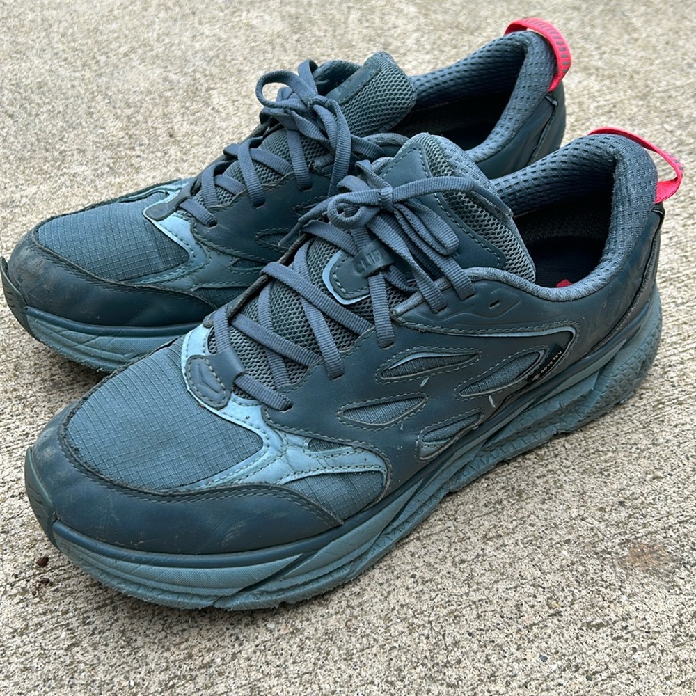 HOKA CLIFTON LEATHER GORETEX SLATE BLUE MENS SHOES SIZE 10.5/ women 11.5 unisex